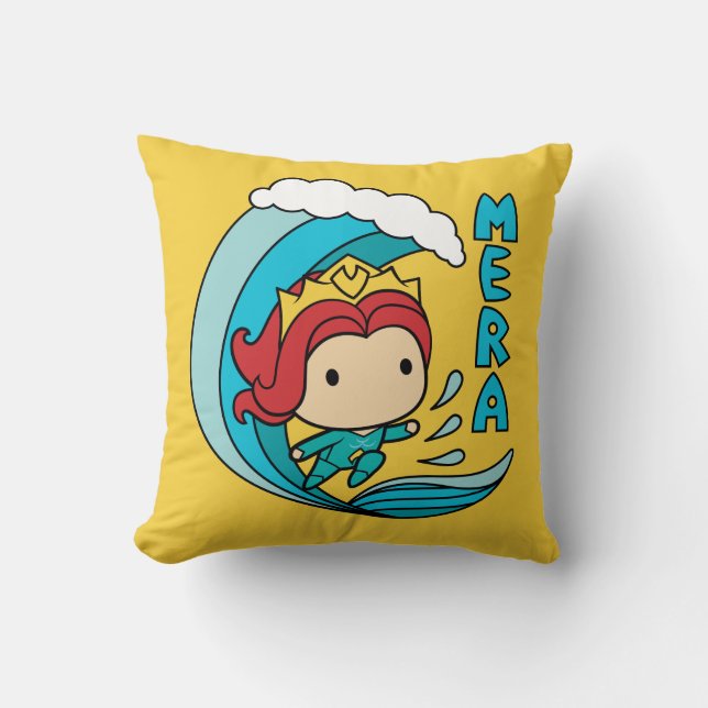 Coussin Aquaman | Chibi Mera Riding Vague Graphique (Recto)