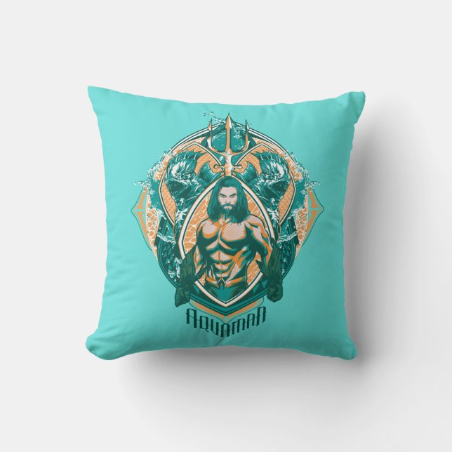 Coussin Aquaman | Graphique Aquaman & Trenchers (Recto)