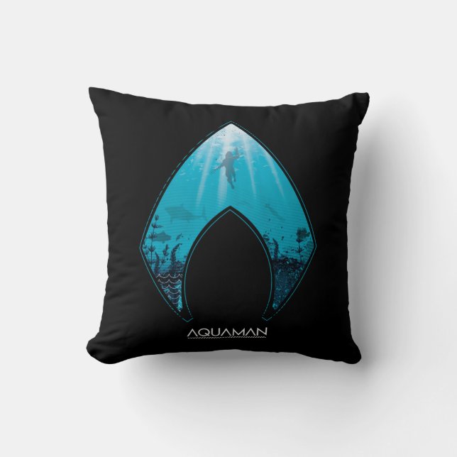 Coussin Aquaman | Voir par Aquaman Logo Ocean Graphic (Recto)