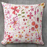 Coussin Aquarelle à fleurs sauvages de Boho moderne Jeu d'<br><div class="desc">Eau vive et joyeuse fleur sauvage et feuille peinture d'un jardin sauvage couvert de rouge,  rose,  violet et jaune sur un arrière - plan blanc. Art original de Nic Squirrell. Parfait pour les jardiniers,  amoureux de la nature,  artistes et fleuristes.</div>