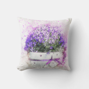 Coussin Aquarelle à fleurs violettes