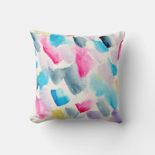 Coussin aquarelle à la main abstraite brosse traits retour