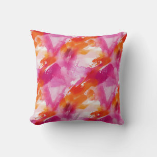 Coussin Aquarelle Abstrait Orange Rose