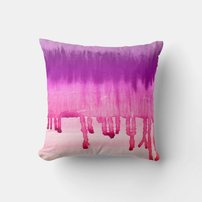 Coussin Aquarelle Abstraite couleur violet rose Fille Conc (Recto)