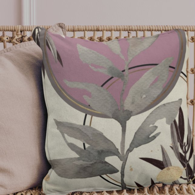Coussin Aquarelle Abstraite Dusty Rose & Grey (Créateur téléchargé)