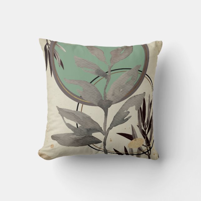 Coussin Aquarelle Abstraite et verte à la menthe (Recto)