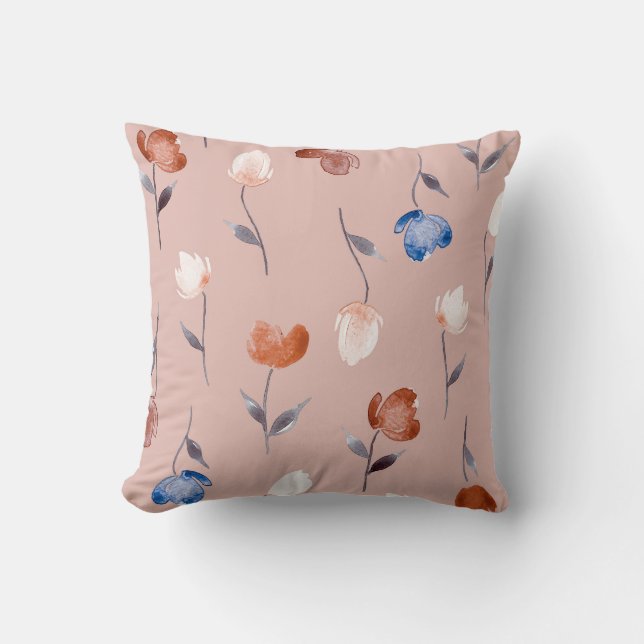 Coussin Aquarelle Abstraite Florale : Pastel Seamless. (Recto)