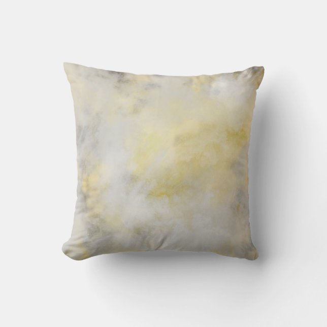 Coussin aquarelle abstraite gris et jaune (Recto)