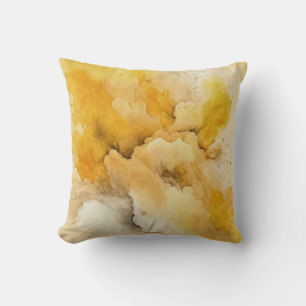 Coussin Aquarelle Abstraite moderne Jaune décoratif