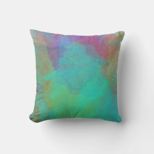 Coussin Aquarelle Abstraite Multicolore Bohème