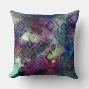 Coussin Aquarelle abstraite orageuse et colorée avec des d