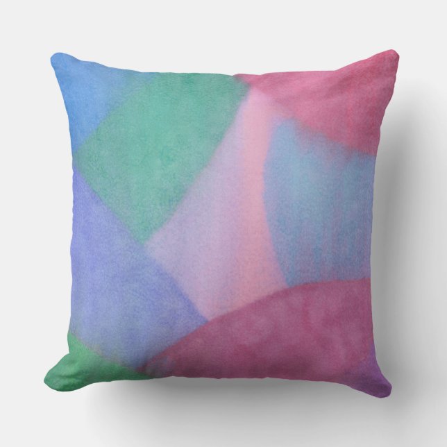 Coussin Aquarelle abstraite pastel avec des formes qui se  (Recto)