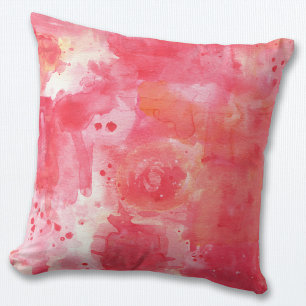 Coussin Aquarelle Abstraite rose