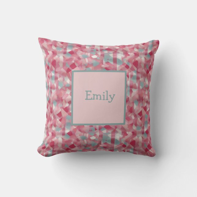 Coussin Aquarelle Abstraite rose et blanche (Recto)
