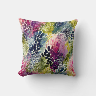 Coussin Aquarelle abstraite violette et verte