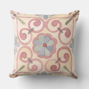 Coussin Aquarelle adorable Motif floral de tuiles espagnol
