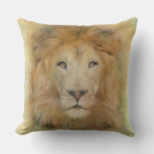 Coussin Aquarelle africaine Lion Wildlife Portrait Staine