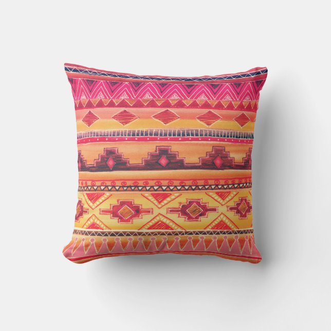 Coussin Aquarelle africaine, motif dynamique (Recto)