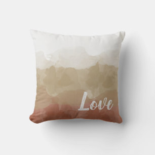 Coussin Aquarelle Amour Taupe Chaud
