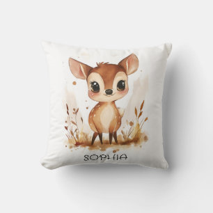 Coussin Aquarelle Animal Deer Personnalisé Enfants Salle d