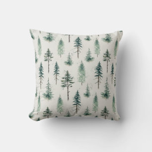 Coussin Aquarelle Arbres de Noël Motif de vacances