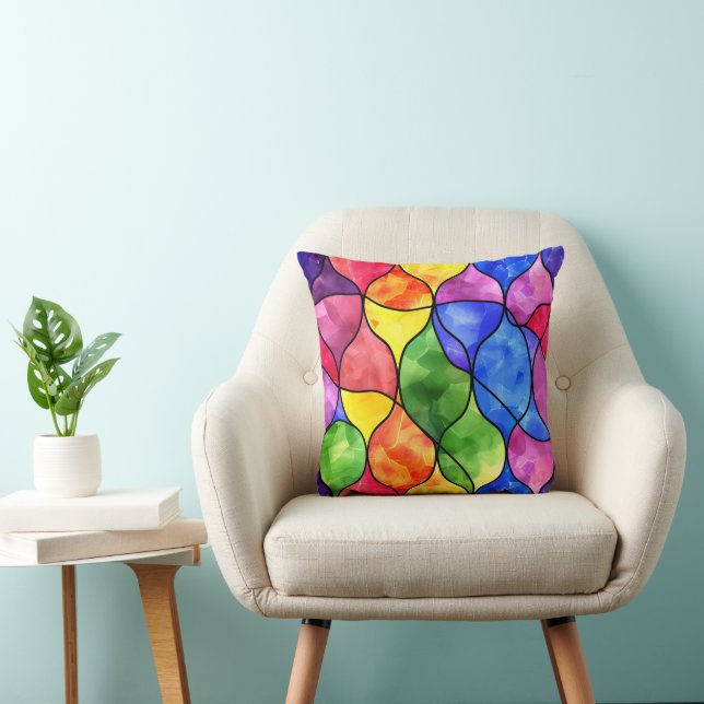 Coussin Aquarelle Arc-en-ciel en verre (Chaise)
