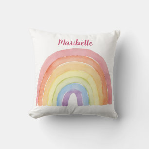 Coussin Aquarelle arc-en-ciel Filles personnalisées