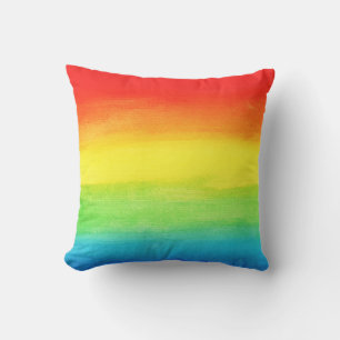 Coussin Aquarelle Arc-en-ciel Ombre Rouge Bleu Fête des Mè