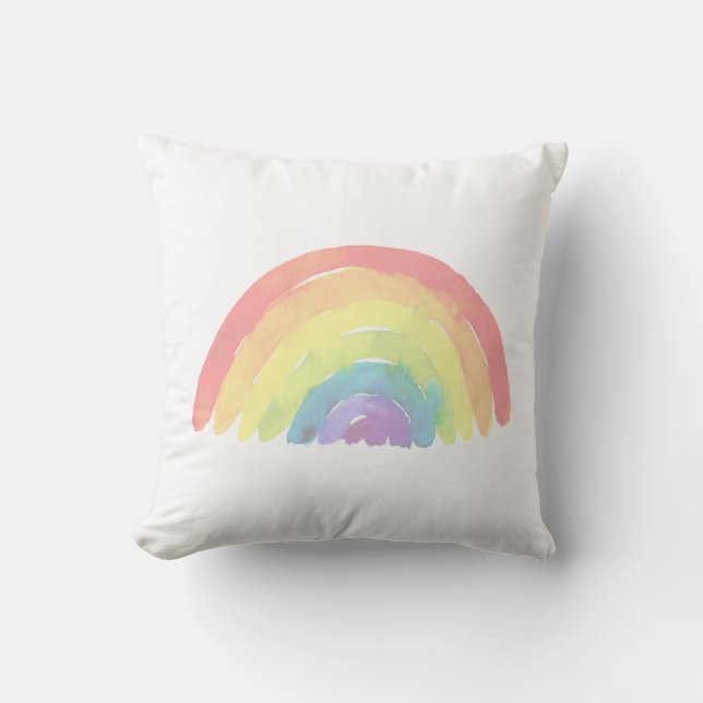 Coussin Aquarelle arc-en-ciel pastel (Recto)