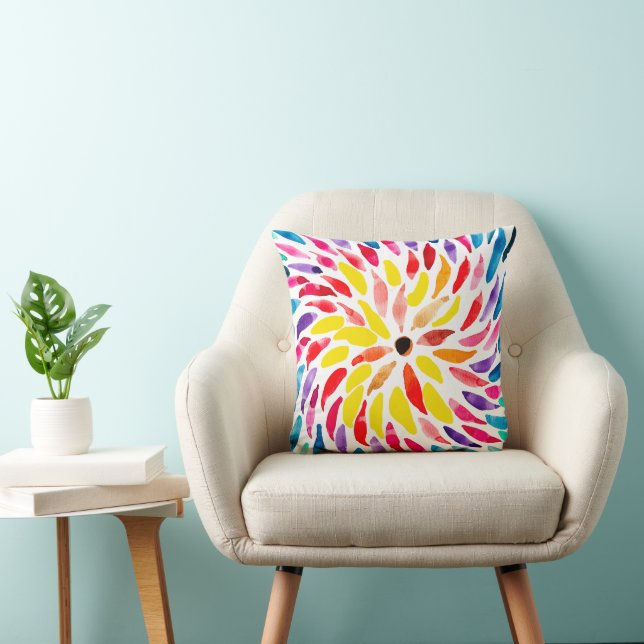 Coussin Aquarelle arc-en-ciel spirale abstraite (Chaise)