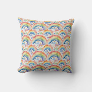 Coussin Aquarelle Arcs-en-ciel et nuages