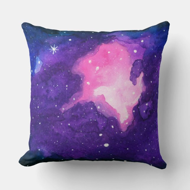 Coussin Aquarelle Art, Nebula Stars Galaxy Universe Space (Recto)