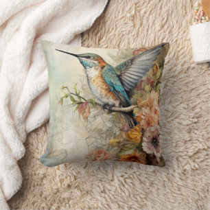 Coussin Aquarelle artistique Colibri