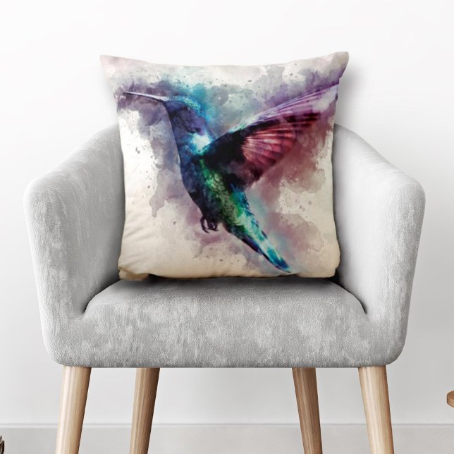 Coussin Aquarelle artistique Colibri (Créateur téléchargé)