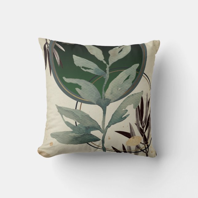 Coussin Aquarelle artistique vert émeraude (Recto)