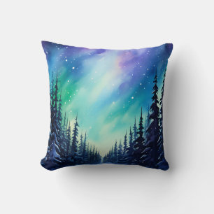 Coussin Aquarelle Aurores boréales aurore boréale