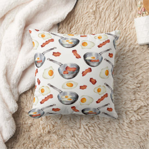 Coussin Aquarelle Bacon & Oeufs Petit déjeuner Motif alime