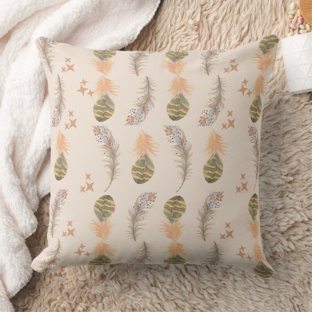 Coussin aquarelle beige, esthétique boho, tons neutres, m (Couverture)