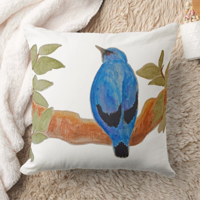 Coussin Aquarelle Bird Blue Cuckooshrike (Couverture)