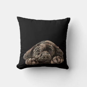 Coussin Aquarelle Black Labrador Retriever Pet Dog