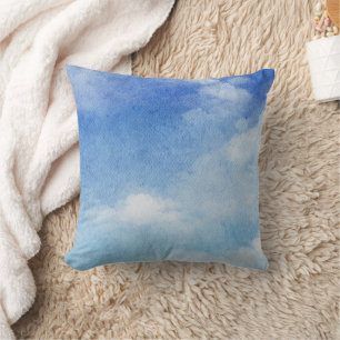 Coussin Aquarelle bleu & blanc sur mesure