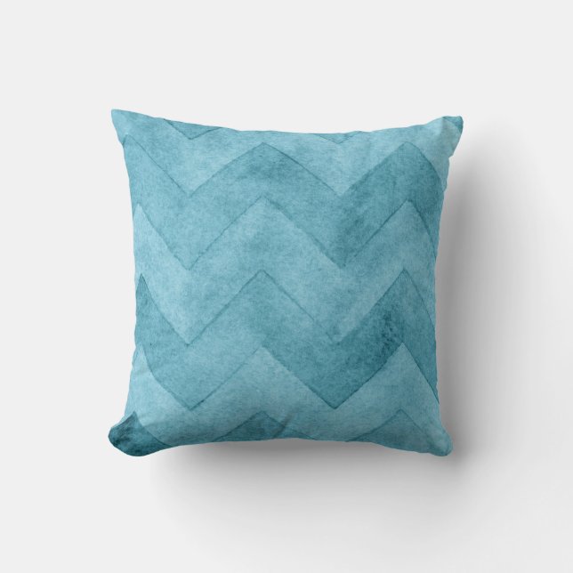 Coussin Aquarelle bleu Chevron (Recto)