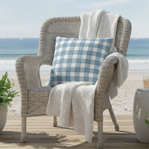 Coussin Aquarelle bleu doux Farmhouse Plaid