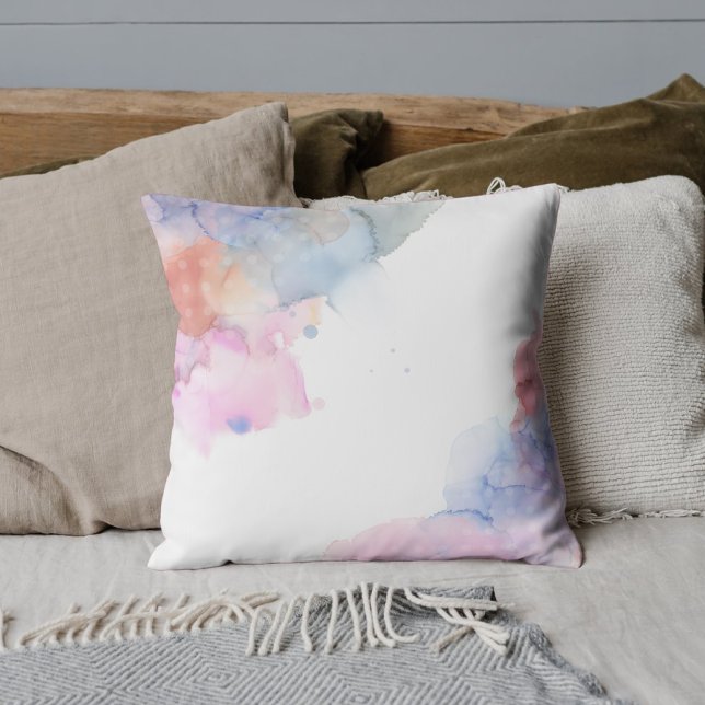 Coussin Aquarelle bleu et rose de l'artiste (Créateur téléchargé)