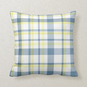 Coussin Aquarelle bleu jaune blanc plissé