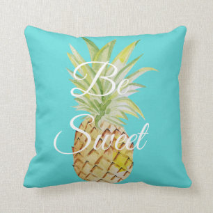 Coussin Aquarelle bleu turquoise à ananas