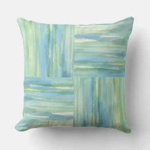 Coussin Aquarelle bleu vert carré abstrait