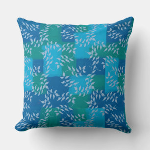 Coussin Aquarelle bleu vert ivoire