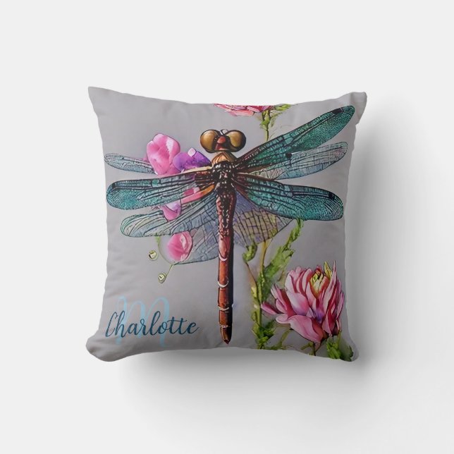 Coussin Aquarelle Bleu W, Personnaliser l'oreiller à lance (Recto)