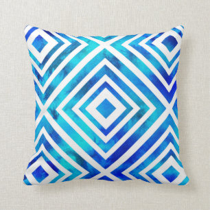 Coussin Aquarelle bleue d'Aqua géométrique